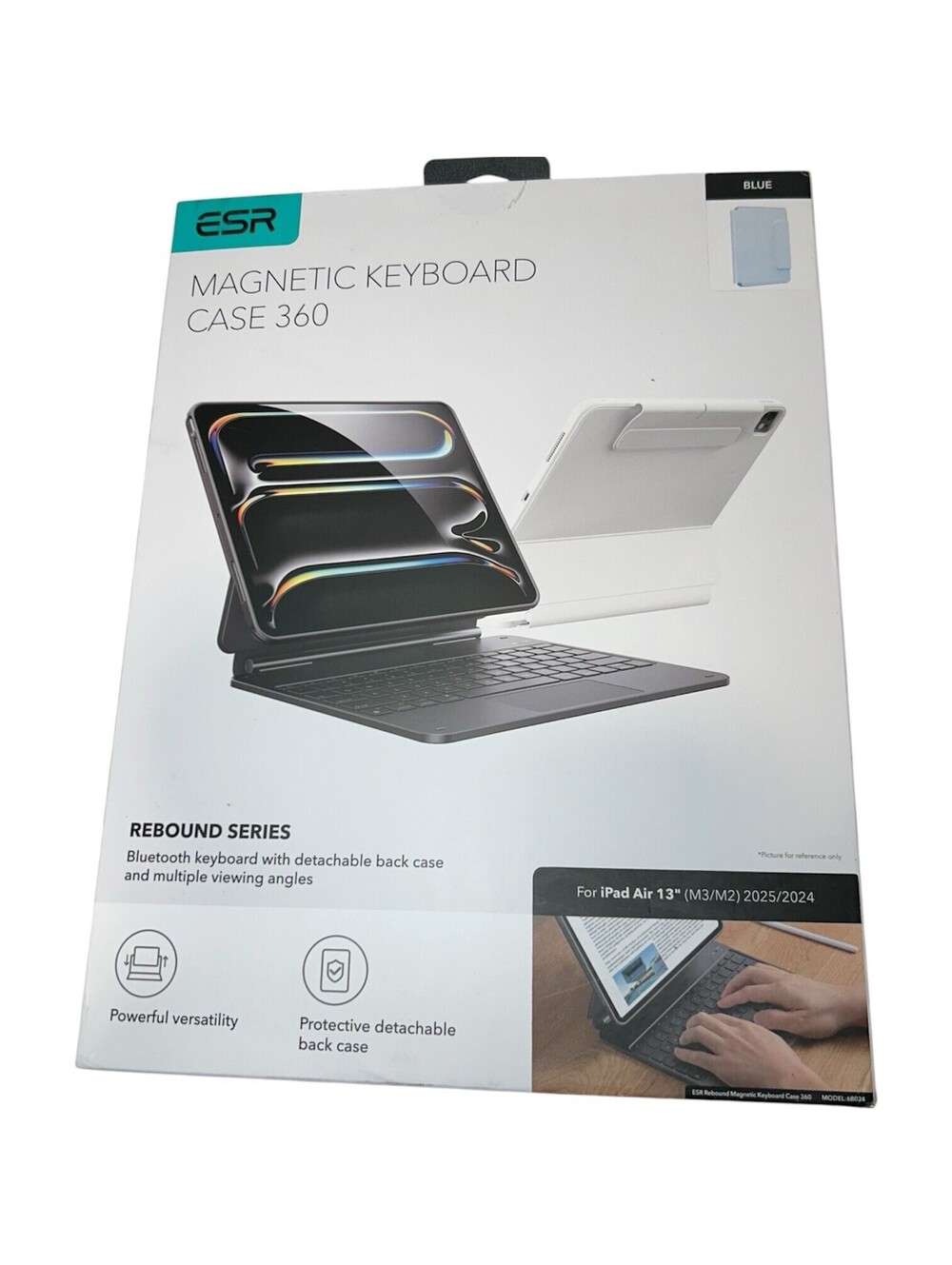 ESR Rebound 360 iPad Air 13 Inch Case Keyboard Blue M3/M2, 2025/2024 - NEW